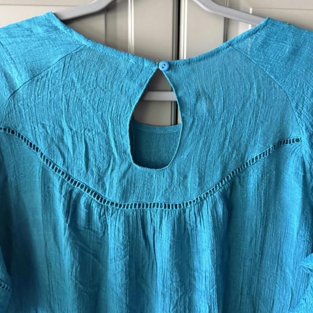 Umgee Blue Blouse with Floral Embroidery - Picture 12 of 14